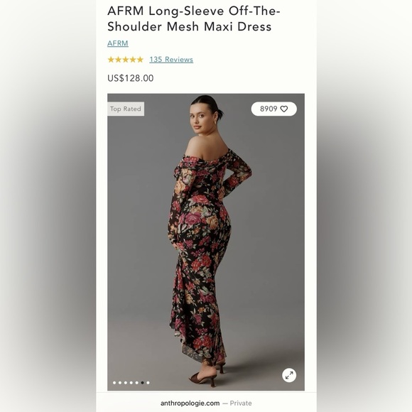 NWT Size 2X - AFRM Long-Sleeve Off-The-Shoulder Mesh Maxi Dress (NWT US$128) - Picture 15 of 16